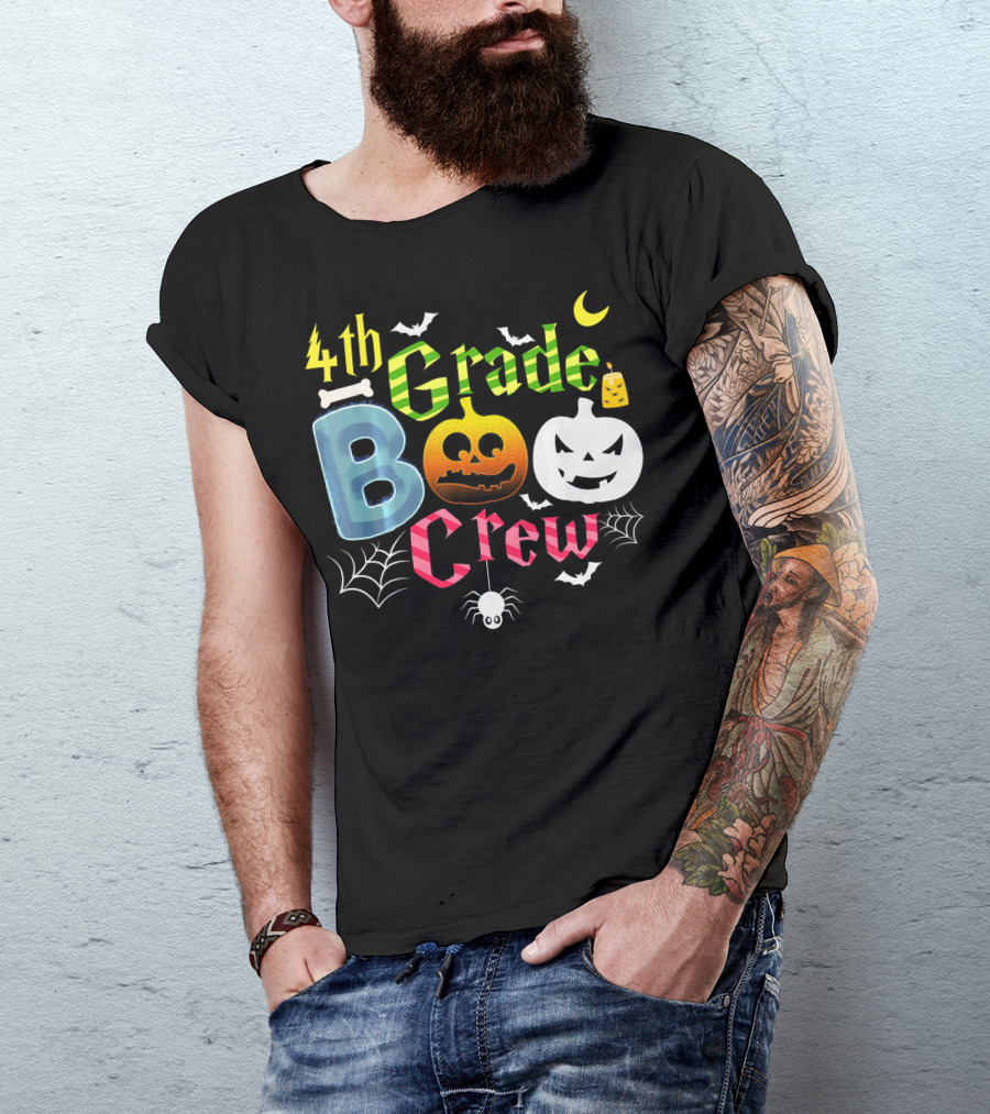 4th Grade Boo Ghost Crew Halloween Spider Pumpkin Jack-O'-Lantern Bats T-Shirt