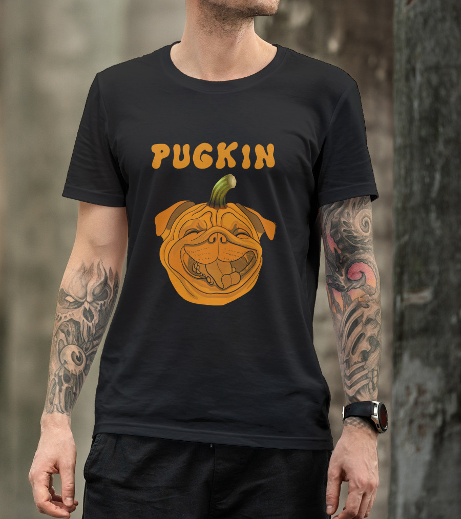 Pugkin Funny Pug Pumpkin Face T-Shirt