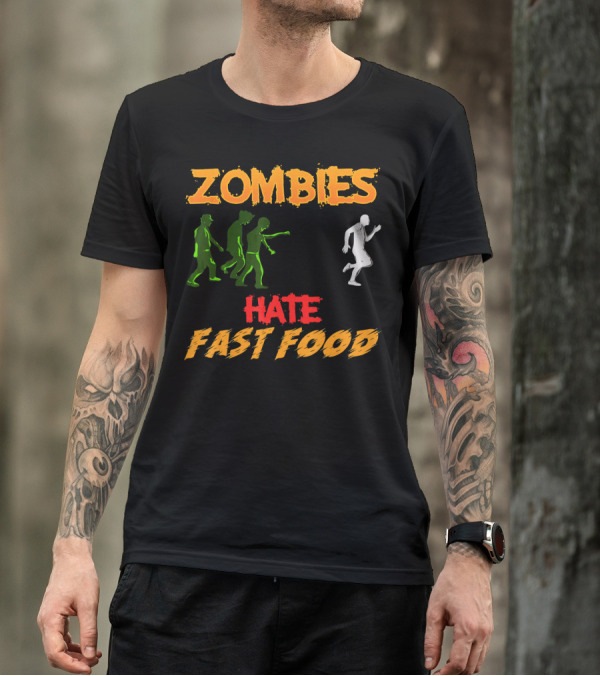 Zombies Hate Fast Food Fleeing From Funny Zombi Chase T-Shirt