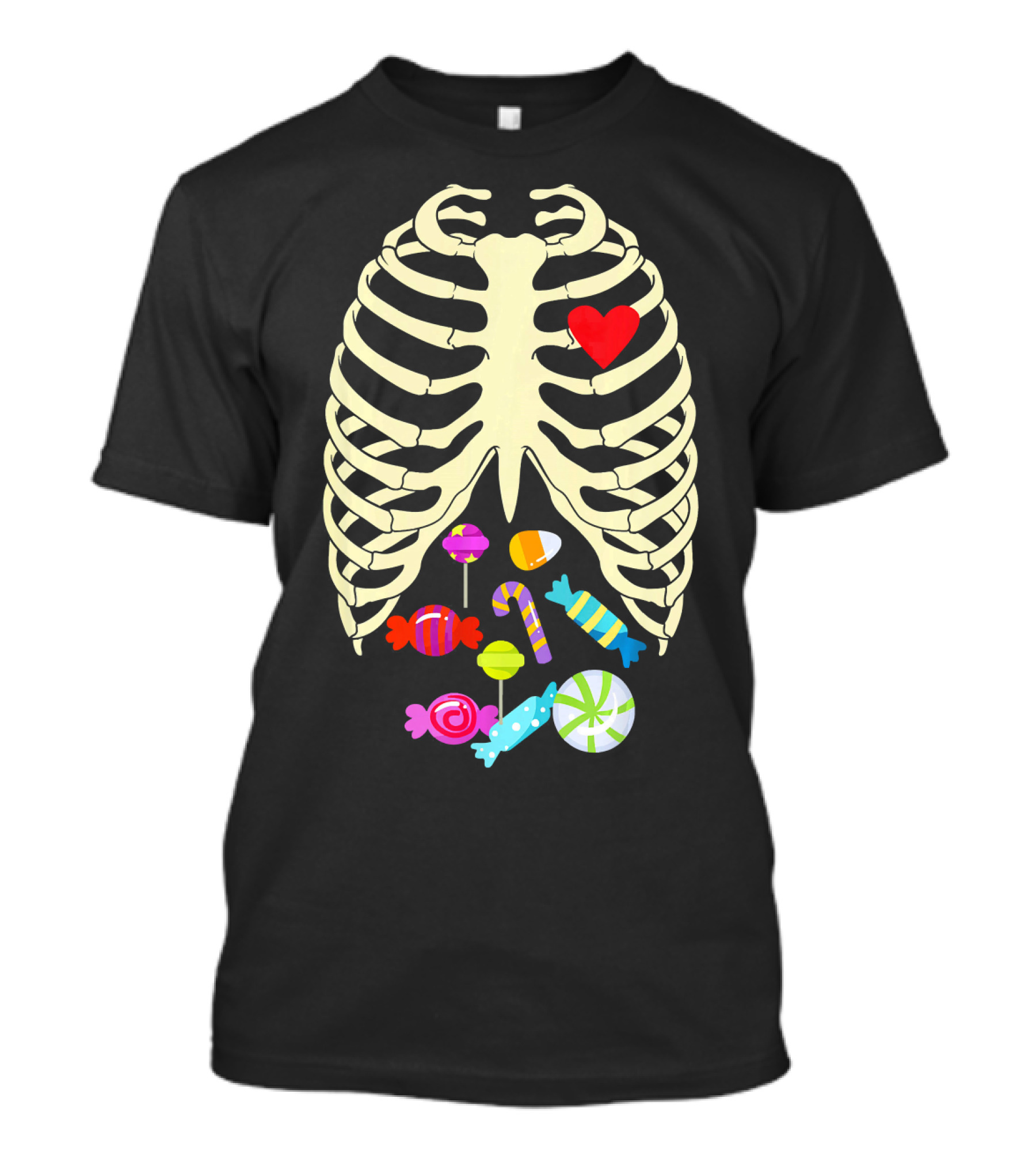 X Ray Skeleton Rib Cage Heart Candy Halloween T-Shirt