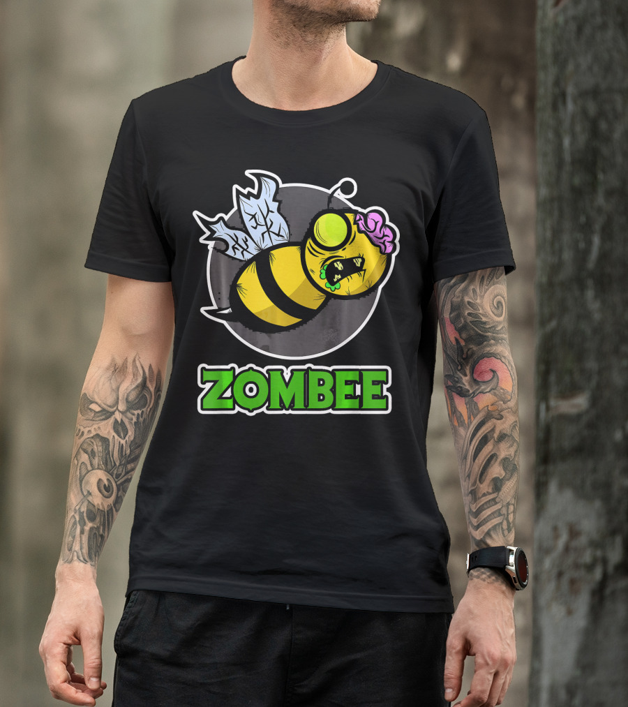 Zombee Halloween Bee With Brain And Wings T-Shirt