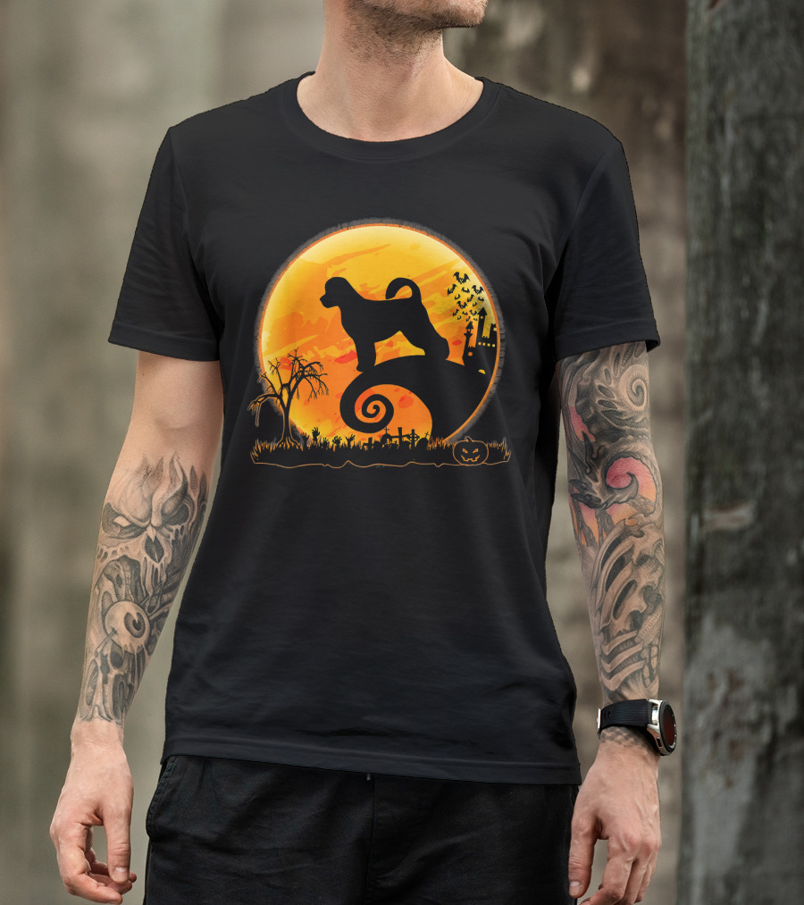 Portuguese Water Dog Moonlit Halloween Scene T-Shirt