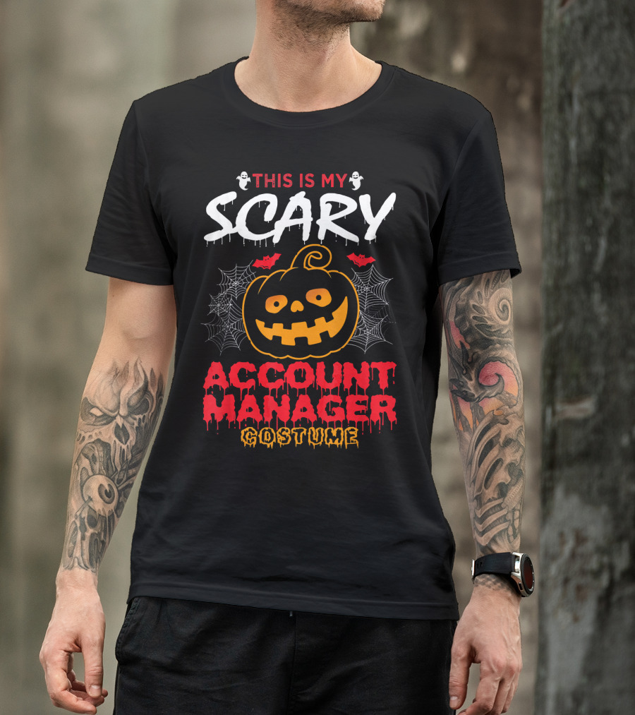 This Is My Scary Account Manager Costume With Jack-O'-Lantern Ghosts And Spiderwebs T-Shirt