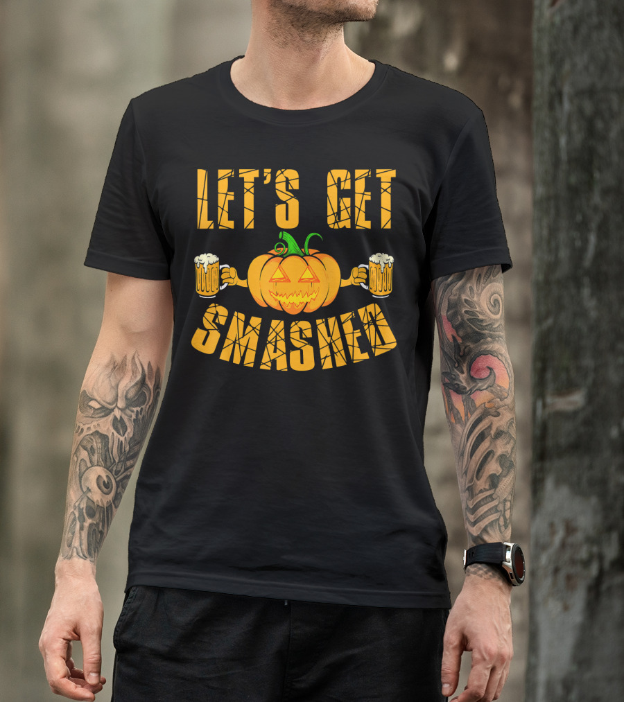 LET'S GET SMASHED PUMPKIN WITH BEER MUGS HALLOWEEN T-Shirt