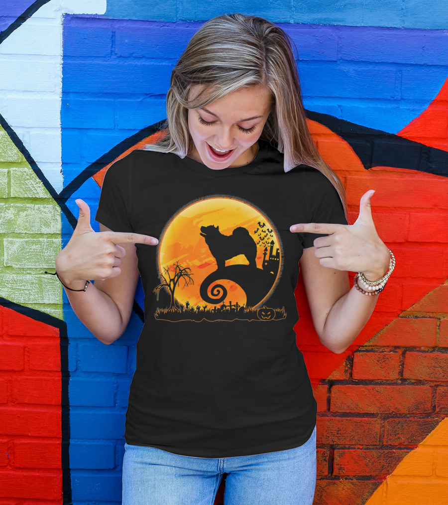 Chow Chow Dog Halloween Moon Silhouette Jack-O'-Lantern T-Shirt