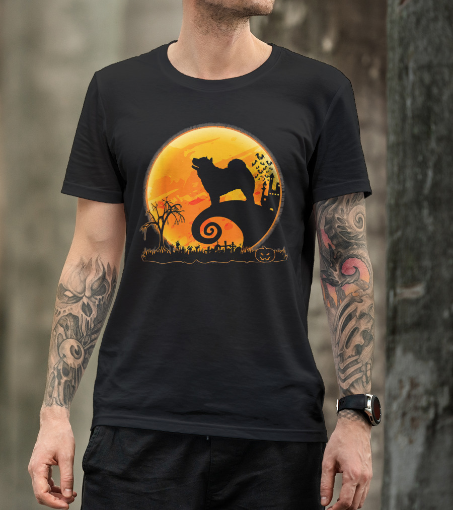 Chow Chow Dog Halloween Moon Silhouette Jack-O'-Lantern T-Shirt