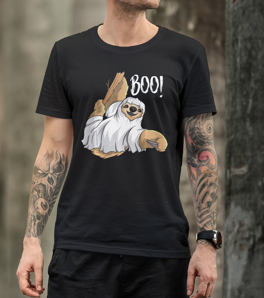 Boo Hanging Sloth Ghost Costume Funny Sloth T-Shirt