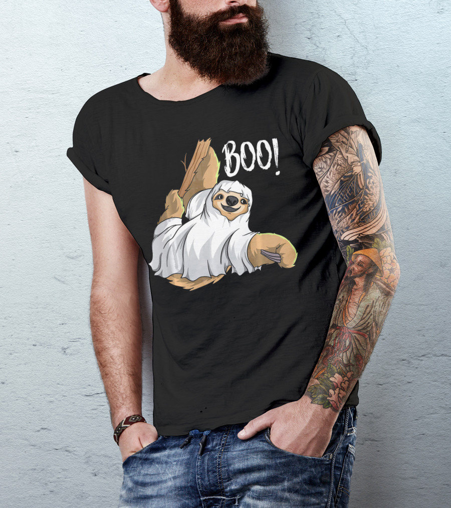 Boo Hanging Sloth Ghost Costume Funny Sloth T-Shirt
