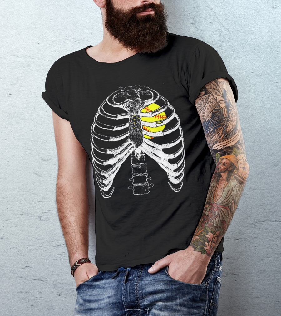 Ribcage Softball Heart Anatomy T-Shirt