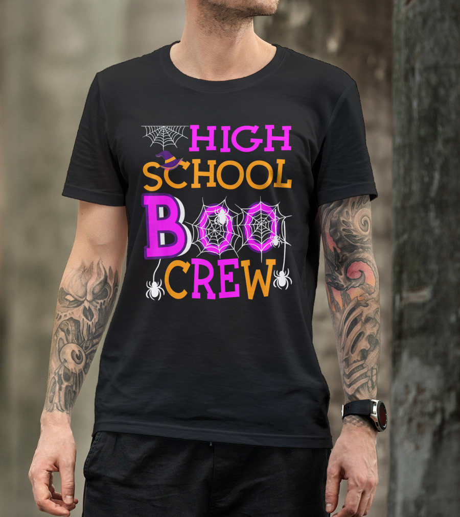 High School Boo Crew Spider Web Halloween Teacher T-Shirt