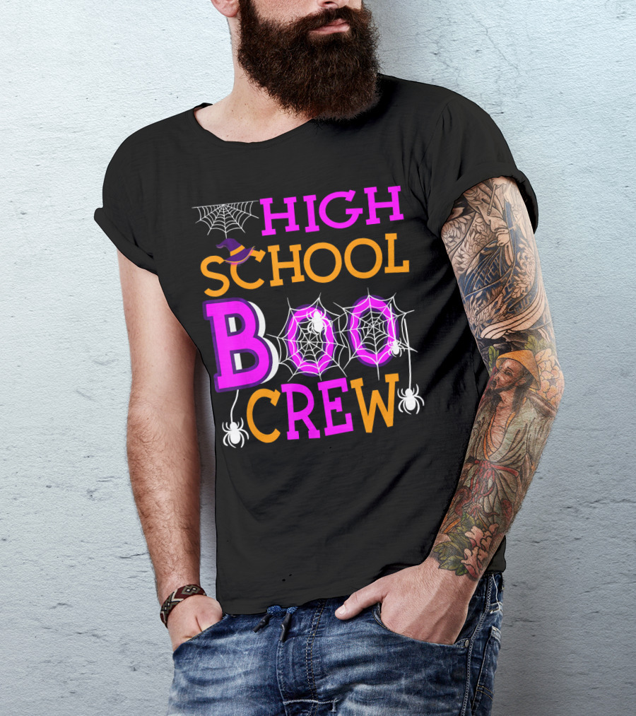 High School Boo Crew Spider Web Halloween Teacher T-Shirt