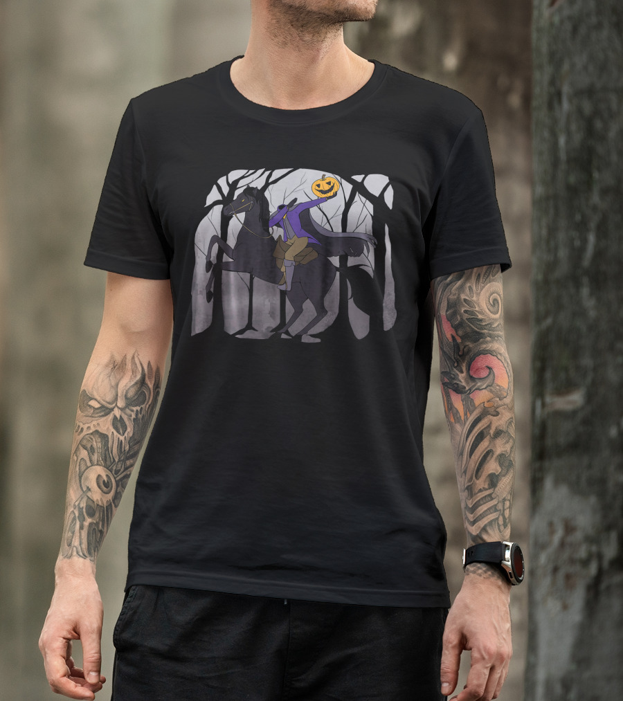Dabbing Headless Horseman Halloween Pumpkin Jack-O-Lantern Rider T-Shirt