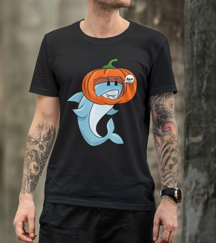 Halloween Boo Pumpkin Shark T-Shirt