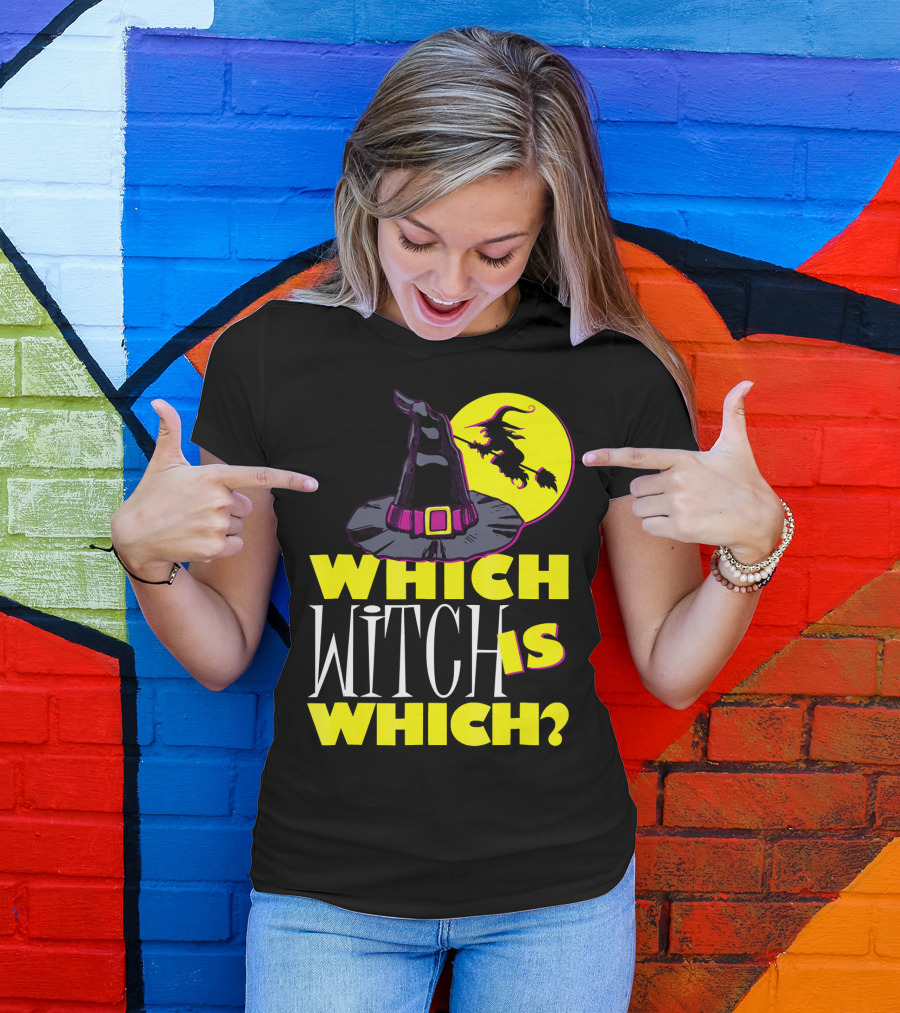 Which Witch Is Which Halloween Funny Witch Hat And Flying Witch T-Shirt
