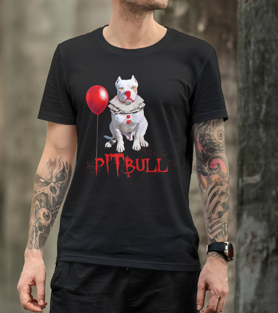 Pitbull IT Clown Balloon Halloween Day Horror T-Shirt