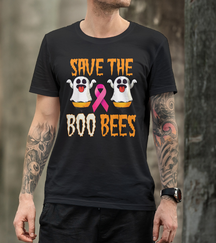 Save The Boo Bees Breast Cancer Awareness Pink Ghosts T-Shirt