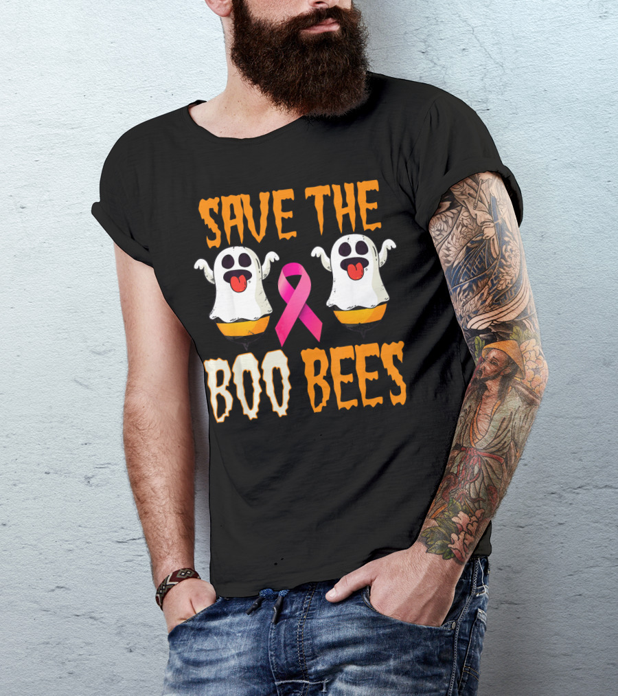 Save The Boo Bees Breast Cancer Awareness Pink Ghosts T-Shirt