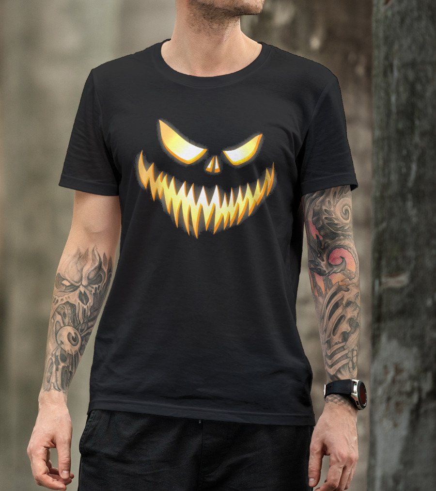 Scary Pumpkin Jack-O'-Lantern Face T-Shirt