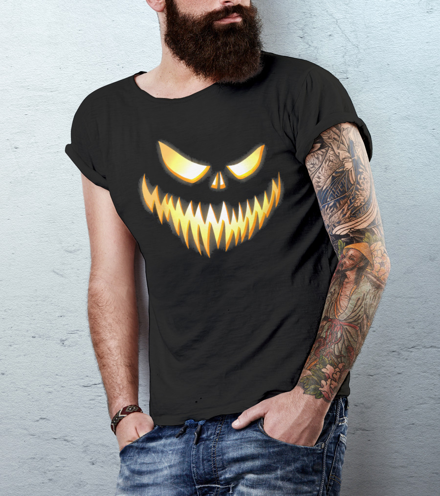 Scary Pumpkin Jack-O'-Lantern Face T-Shirt