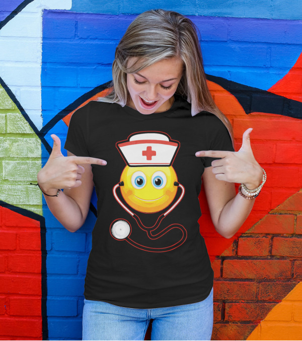 Smiley Nurse Stethoscope Halloween Girls T-Shirt