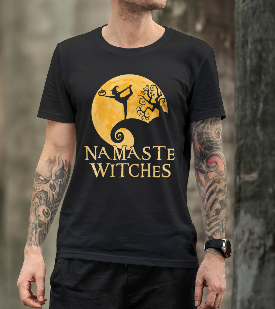 Namaste Witches Halloween Yoga Moon Pose T-Shirt