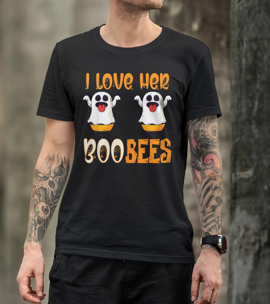 I Love Her Boo Bees Ghost Halloween Matching T-Shirt