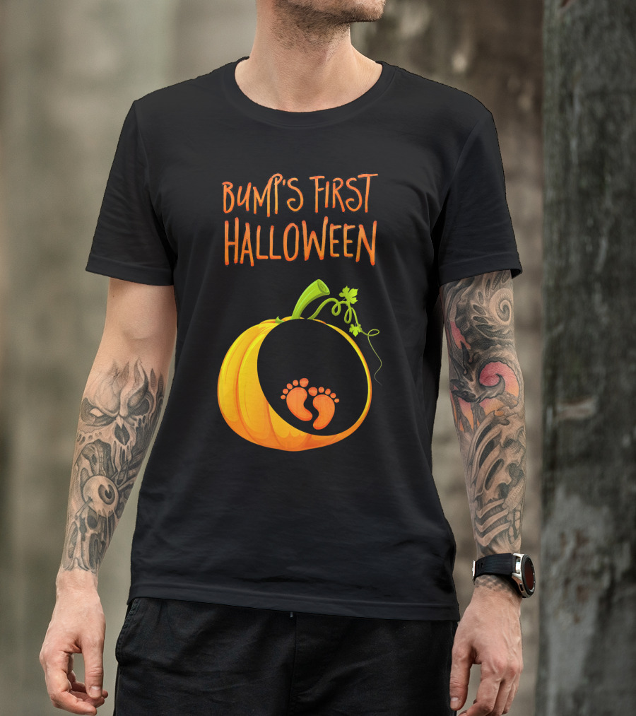 Bump's First Halloween Pumpkin Baby Feet T-Shirt