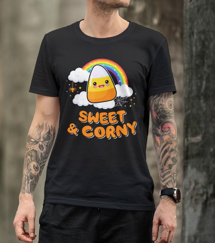 Sweet And Corny Cute Candy Corn Kawaii Halloween T-Shirt