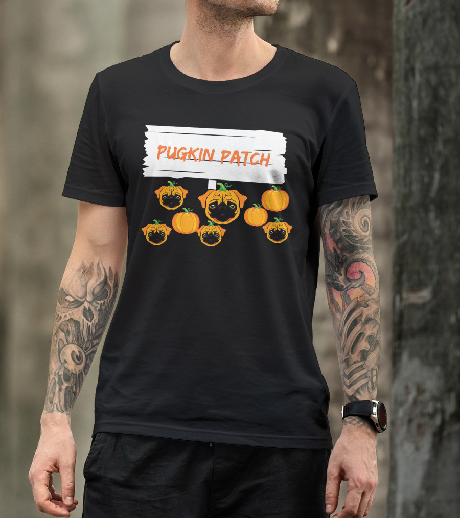 Pugkin Patch Halloween Pumpkin Pug Dog Lovers T-Shirt