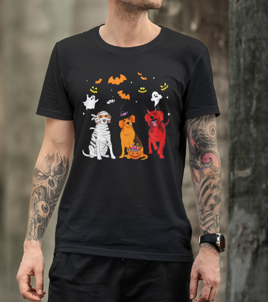 Halloween Beagle Dogs Mummy Witch Ghosts Bats T-Shirt
