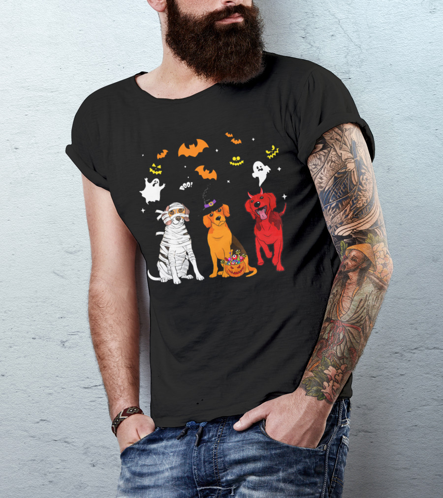 Halloween Beagle Dogs Mummy Witch Ghosts Bats T-Shirt