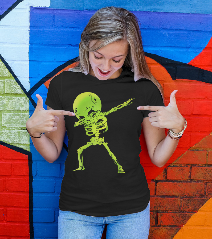 Skeleton Dabbing Zombie Halloween Moon T-Shirt