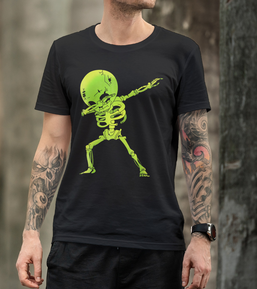 Skeleton Dabbing Zombie Halloween Moon T-Shirt