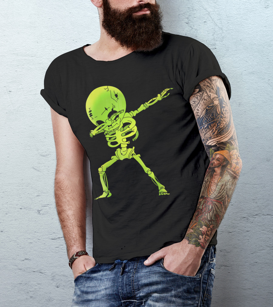 Skeleton Dabbing Zombie Halloween Moon T-Shirt