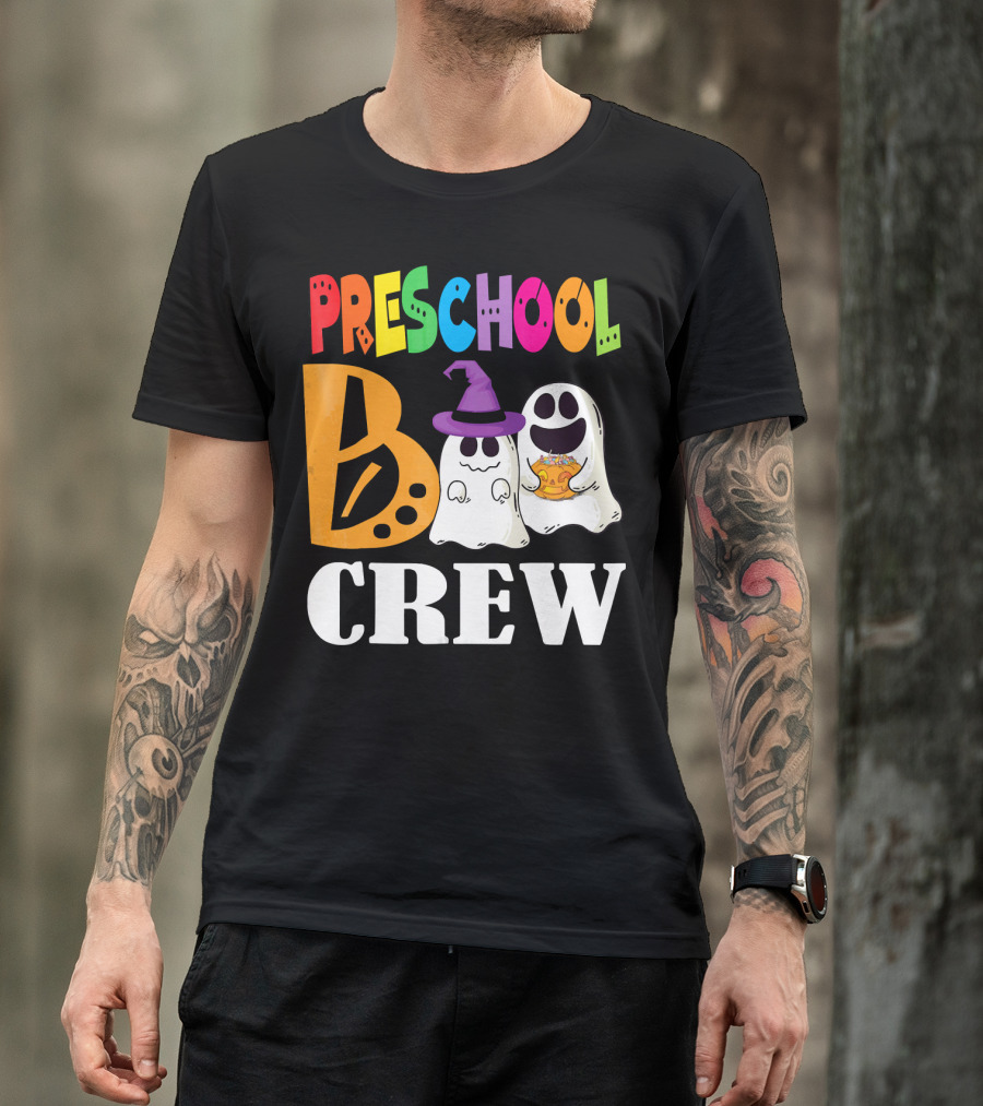 Preschool Boo Crew Smile Ghost Witch Pumpkin T-Shirt