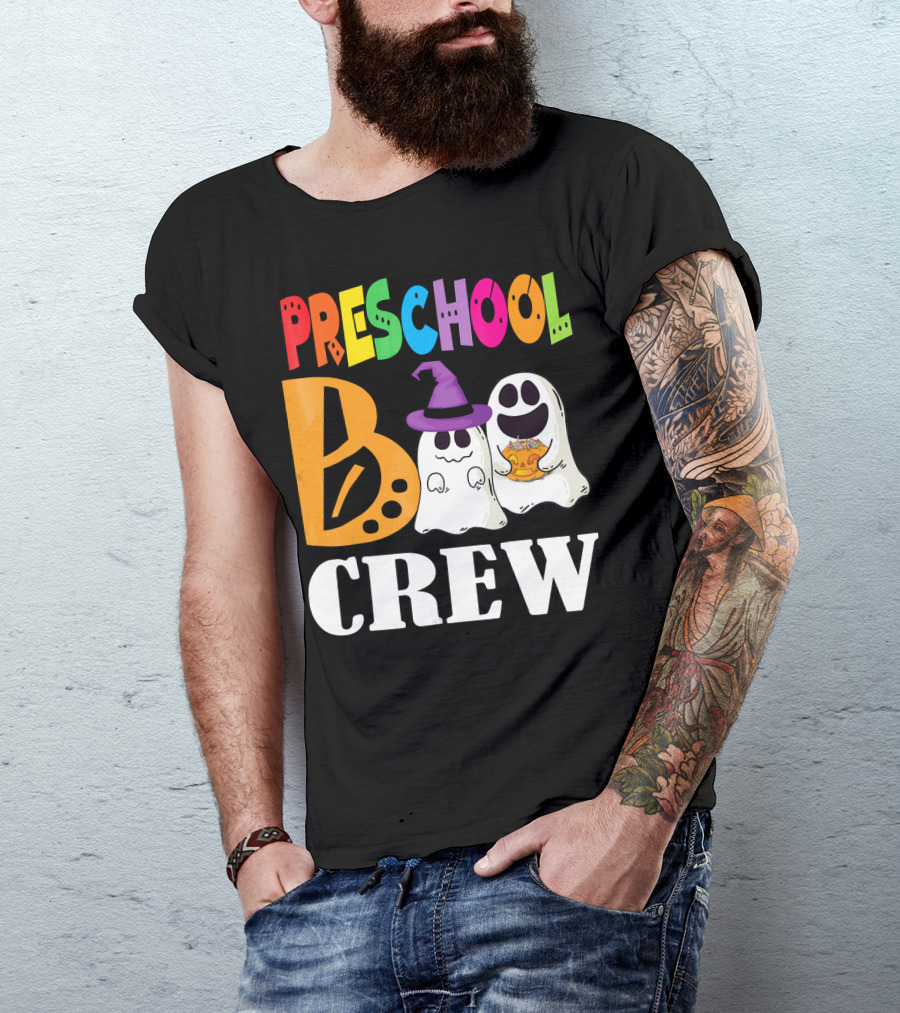 Preschool Boo Crew Smile Ghost Witch Pumpkin T-Shirt