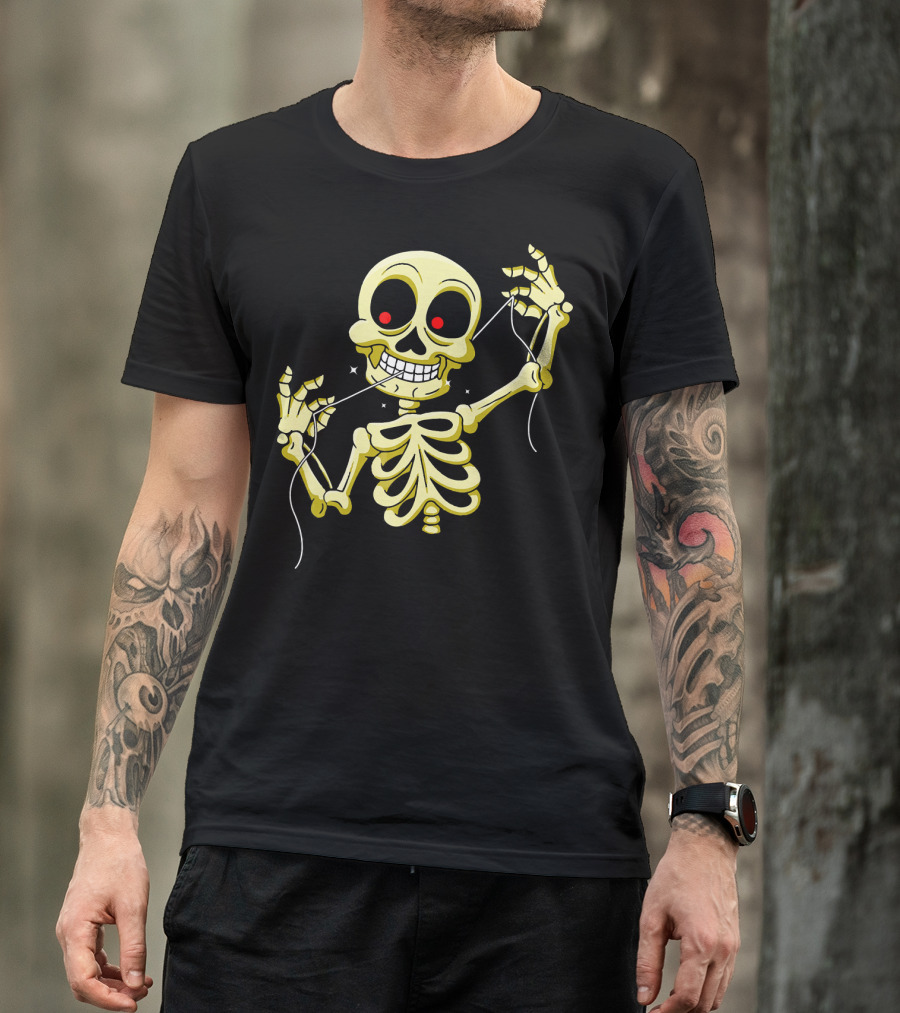Flossing Skeleton With Red Eyes And Grinning Teeth T-Shirt