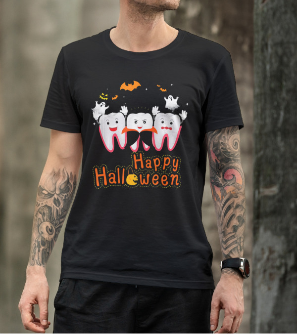 Happy Halloween Funny Ghosts And Teeth T-Shirt