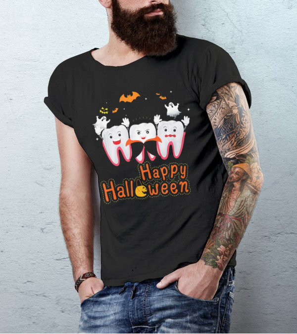 Happy Halloween Funny Ghosts And Teeth T-Shirt