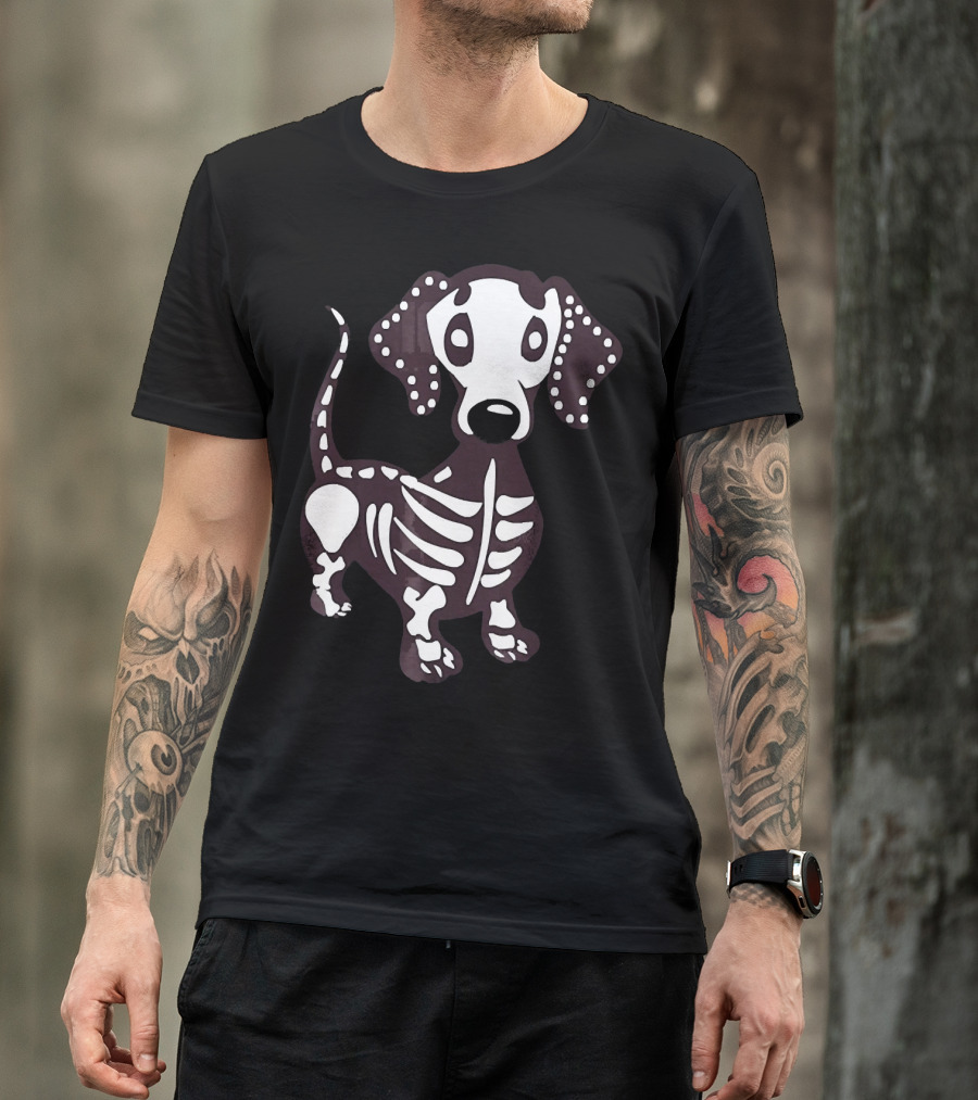 Dachshund Skeleton Skull Creepy Canine Bone T-Shirt
