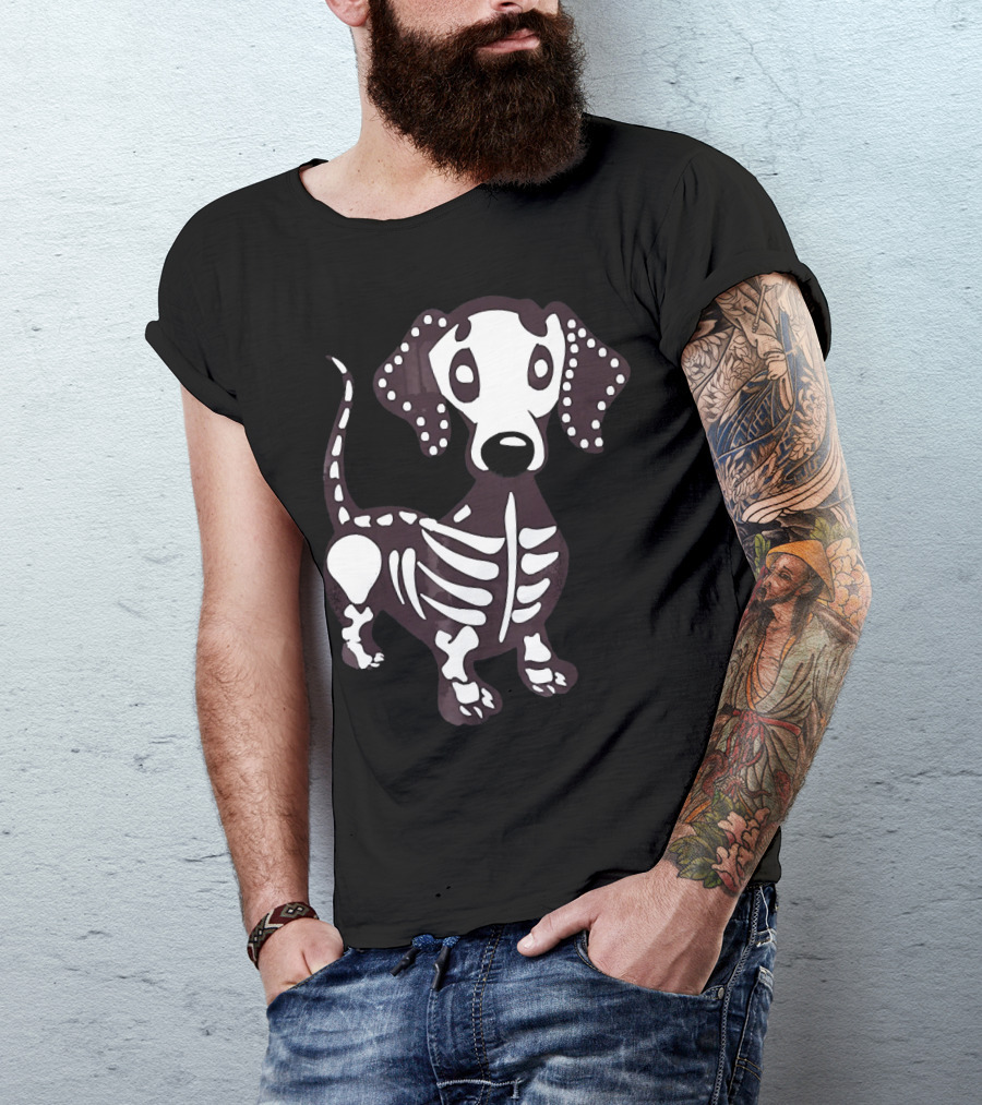 Dachshund Skeleton Skull Creepy Canine Bone T-Shirt