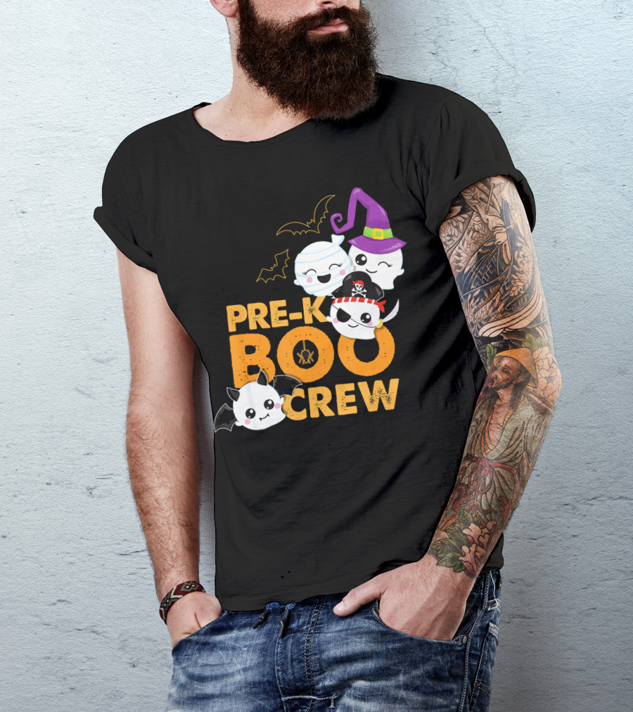 Pre-K Boo Crew Fun Halloween Teach Ghosts And Bats T-Shirt