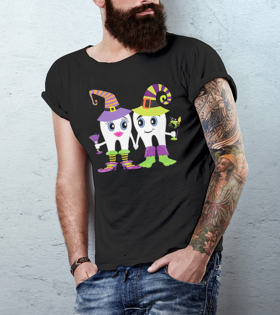 Witchy Tooth Couple Halloween Humor For Dentists T-Shirt