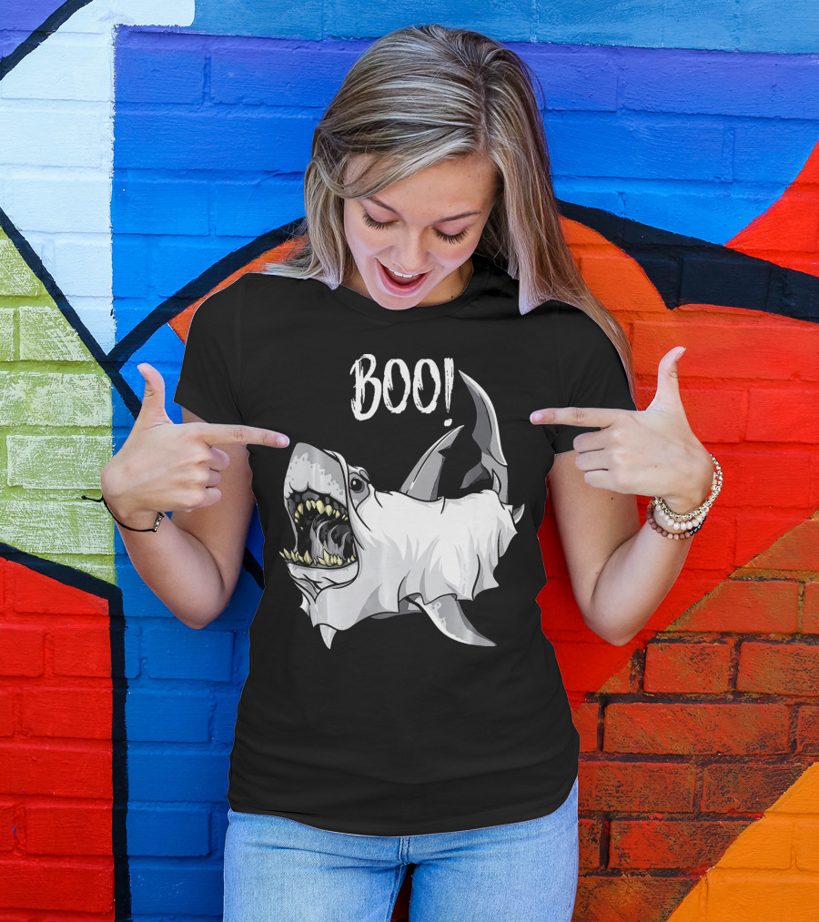 BOO Great White Shark Ghost T-Shirt