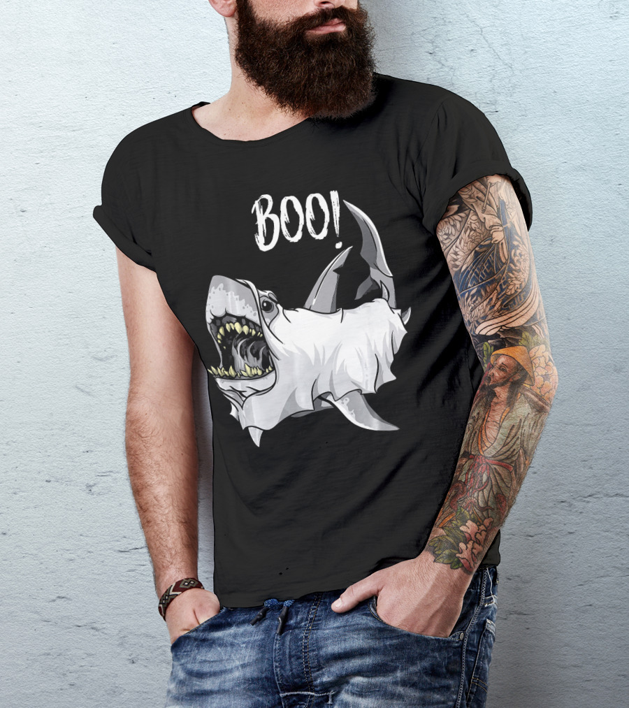 BOO Great White Shark Ghost T-Shirt