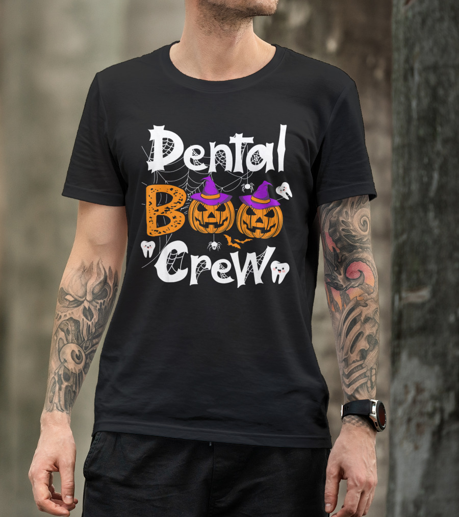 Dental Boo Crew Halloween Dental Humor Pumpkins Teeth Spiders T-Shirt