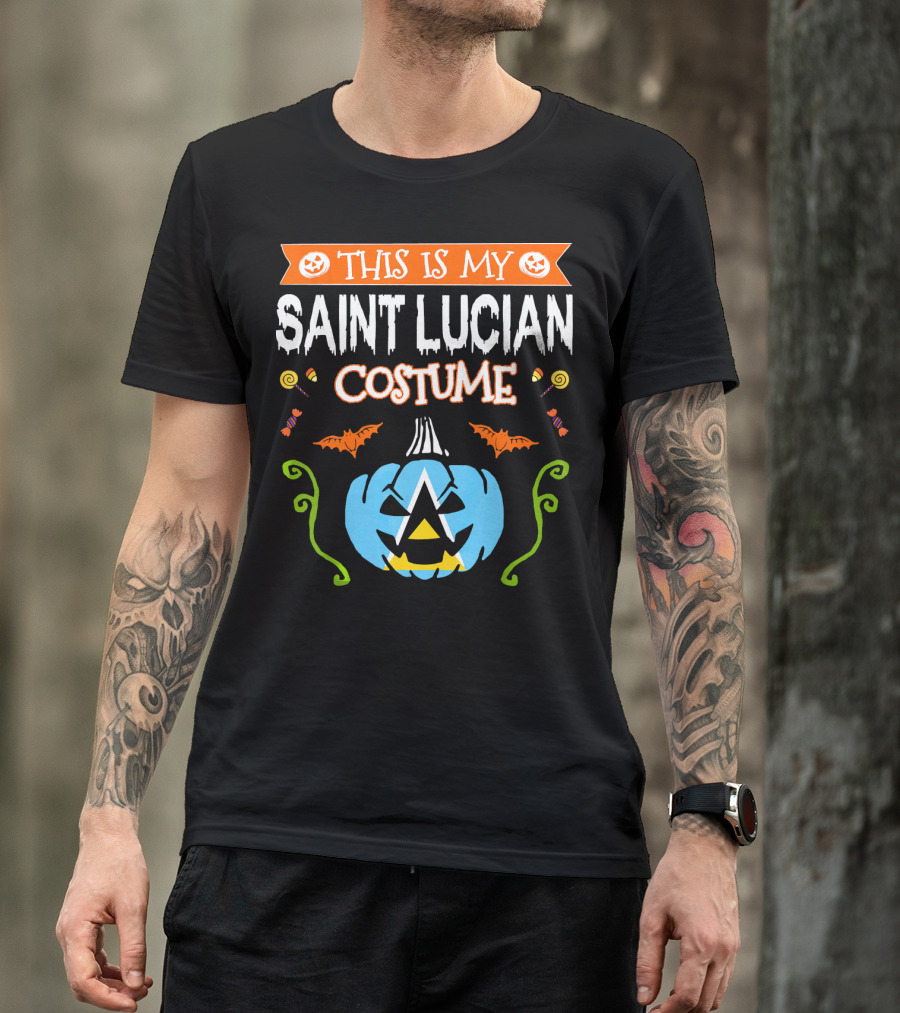 This Is My Saint Lucian Costume Halloween Pumpkin Bat T-Shirt