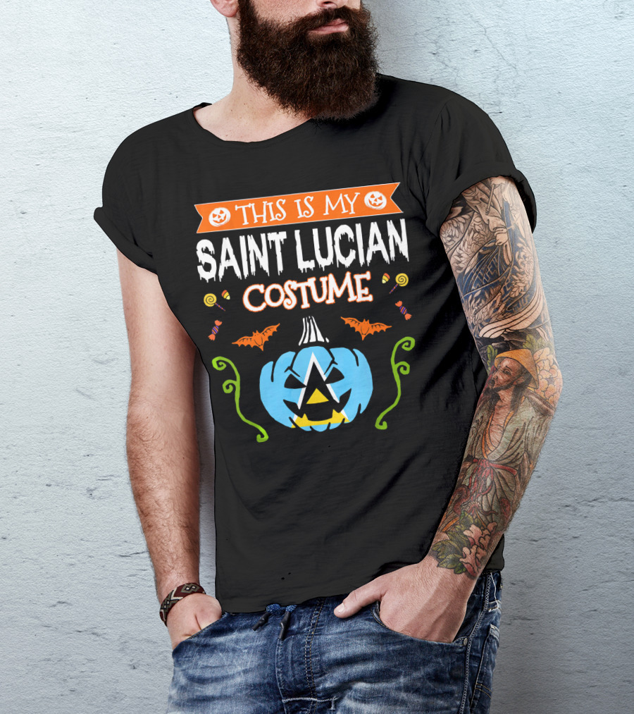 This Is My Saint Lucian Costume Halloween Pumpkin Bat T-Shirt