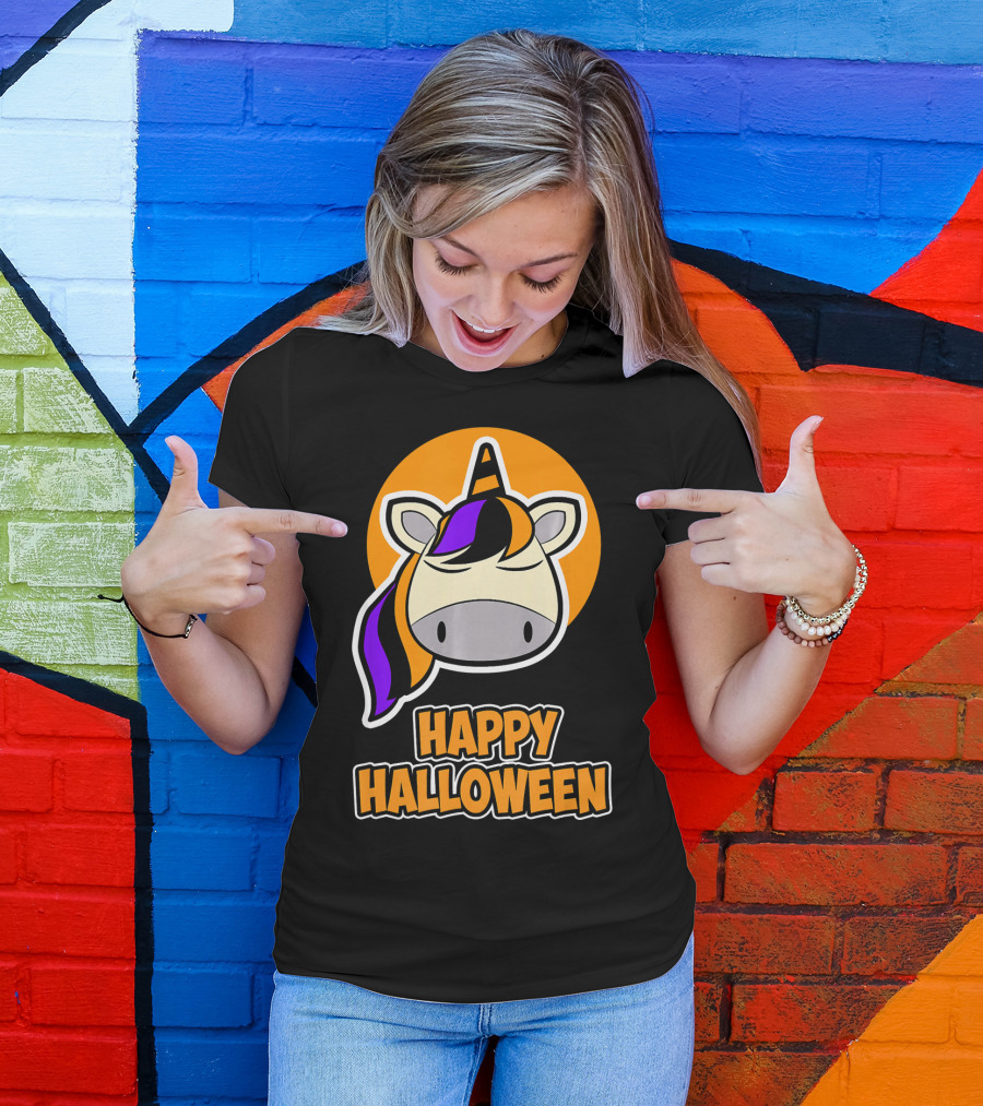 Happy Halloween Colorful Sleeping Unicorn T-Shirt
