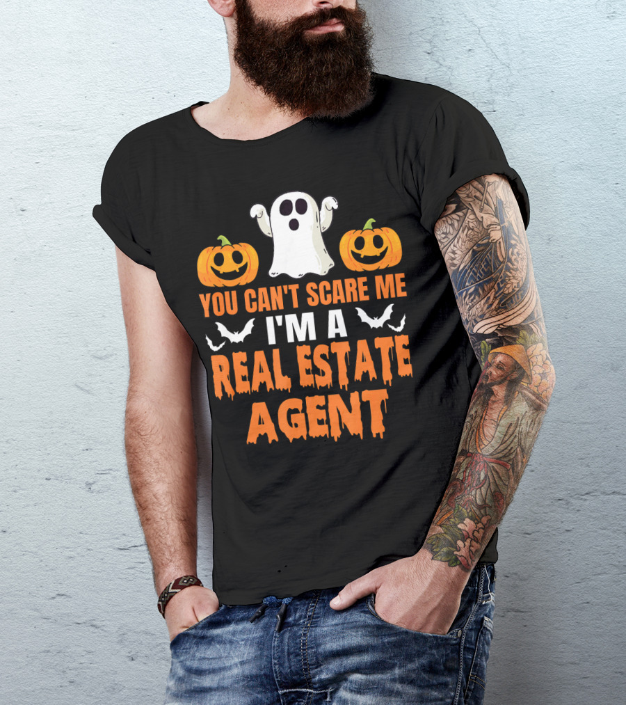 You Can't Scare Me I'm A Real Estate Agent Ghost And Pumpkins T-Shirt